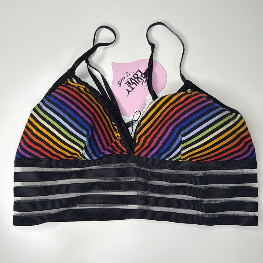 Cute Booty Lounge Roller Girl Rainbow Striped Bralette